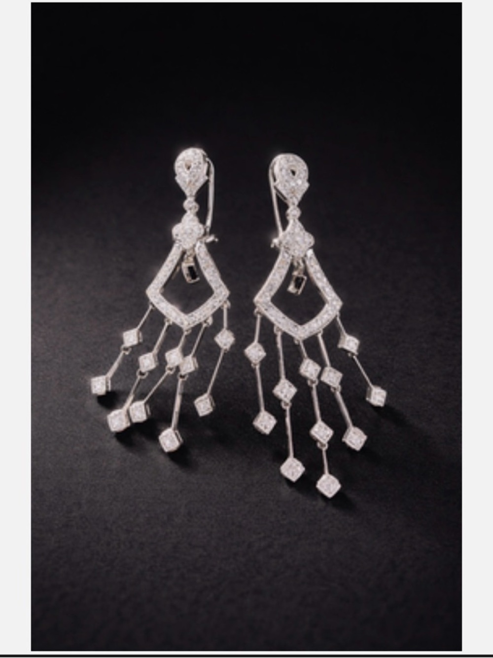 14K White Gold & Diamonds elegant earrings